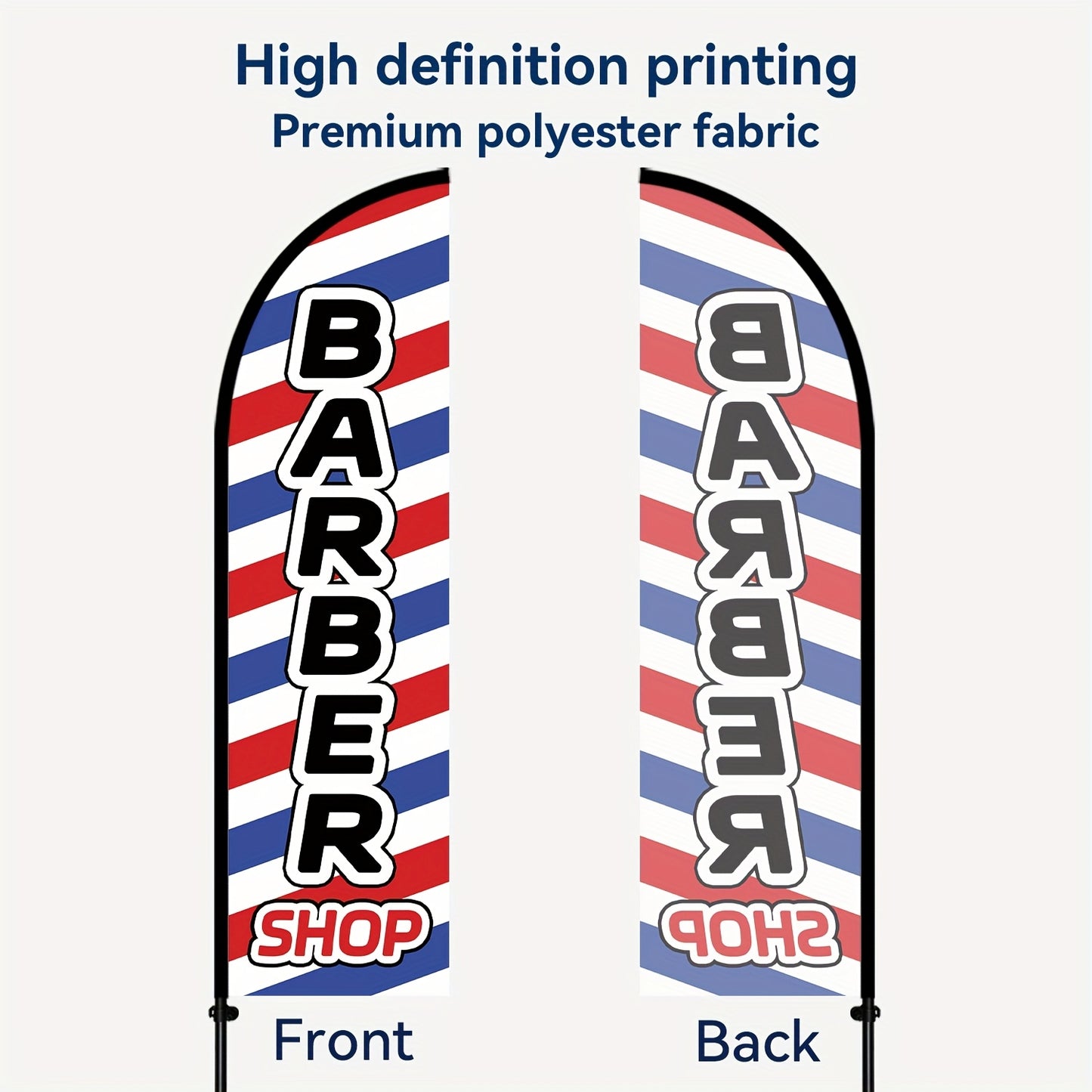 1pc Barber Shop Feather Flag with Flagpole, Outdoor Flag, Barbershop Advertising Banner, Optional Flagpole Kit Or Flag Solely, Flag Size 50X185Cm/72.8X19.7 Inches, Polyester Fabric, High-Definition Print