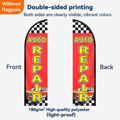 1pc Auto Repair Shop Flag, Double-Sided Printed Polyester Fabric Banner with Cross Base Pole Mount for Advertising and Promotion Decor