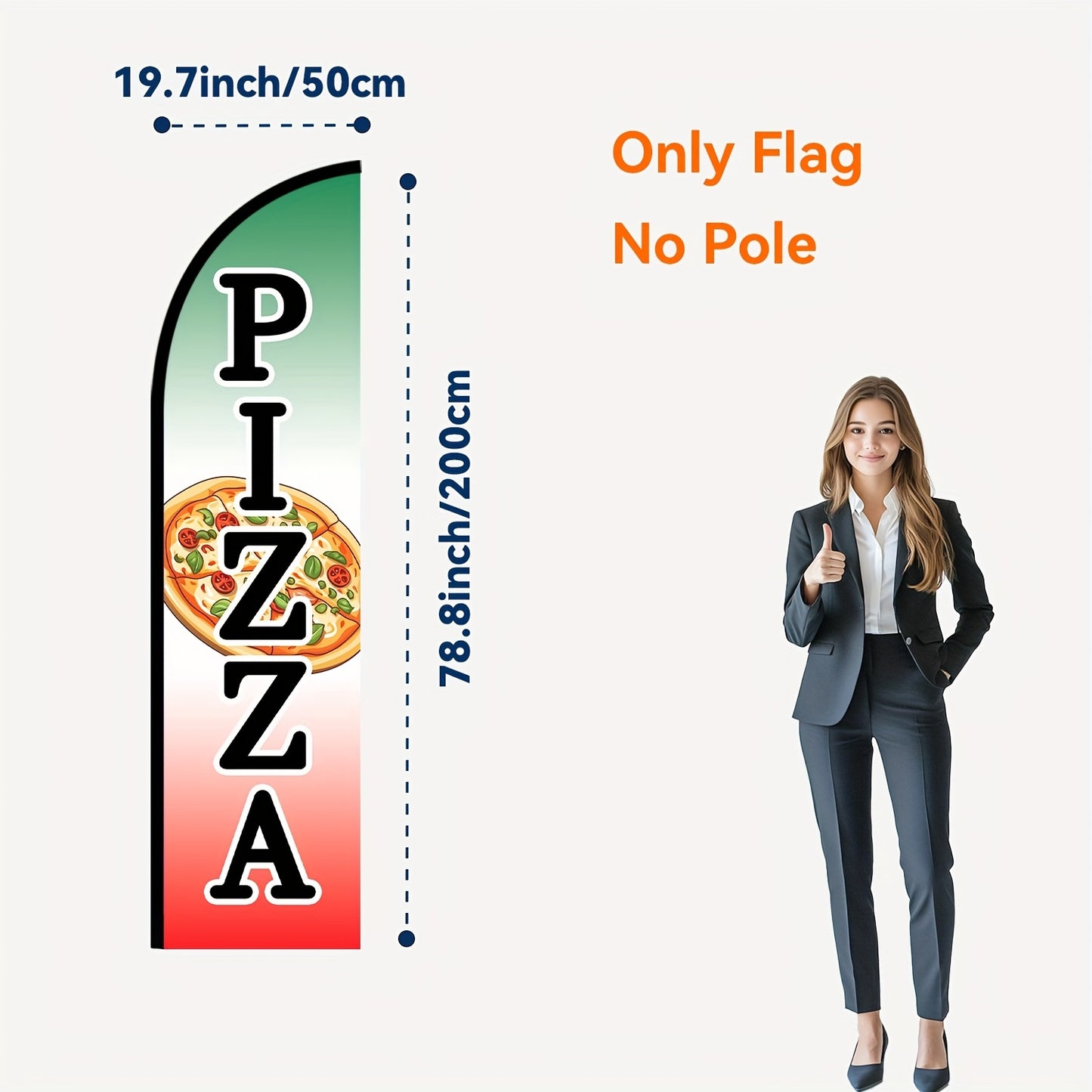1pc Pizza Feather Flag, Store Signage, Food Advertising Banner, Outdoor Display Sign for Pizza Shops, Flag Size 50x200cm/78.7x19.7Inches, Polyester Fabric, Single/Double-Sided Print, Pole Not Included