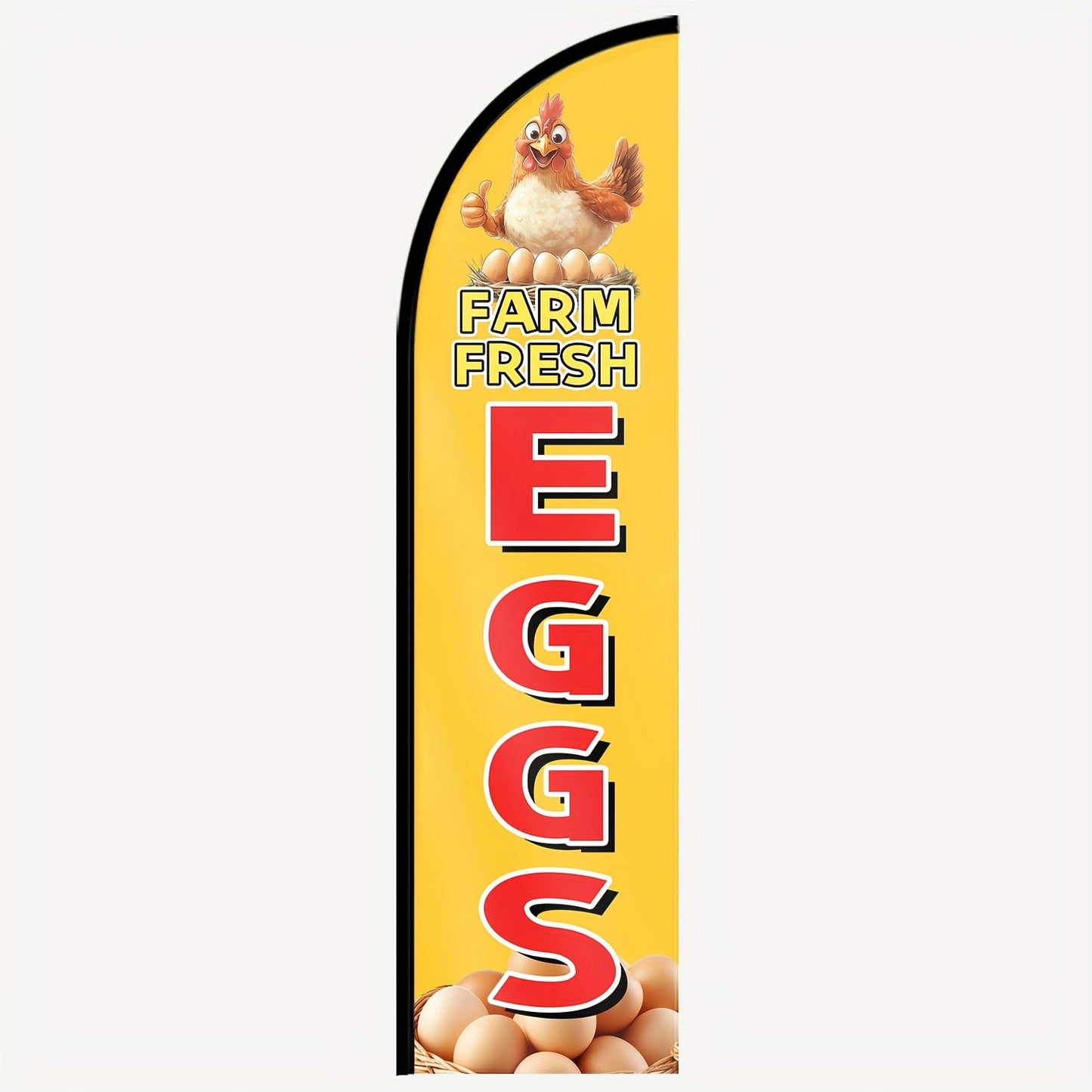 1pc Farm Fresh Eggs Outdoor Flag - Vibrant Yellow with Red & Green Accents, Double-Sided Polyester Advertising Banner for Shops, Promotions, and Events, Weather-Resistant & Fade-Proof, Promotional Banner | Vibrant Egg Design | Weatherresistant Fla