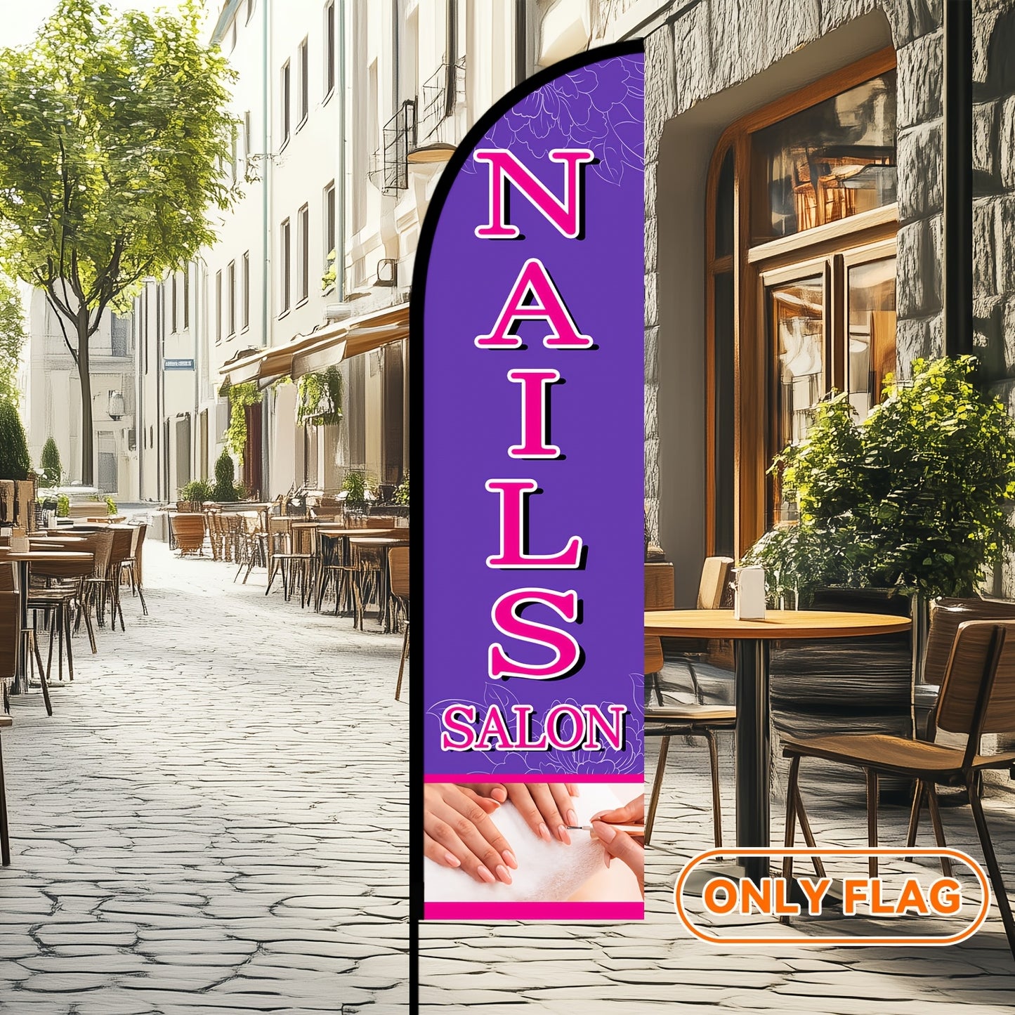 1pc Nail salon feather flag, nail salon signboard, advertising banner decoration, double-sided or single-sided printing, polyester fabric, excluding flagpole