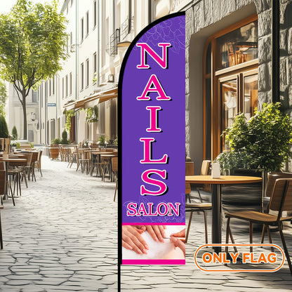 1pc Nail salon feather flag, nail salon signboard, advertising banner decoration, double-sided or single-sided printing, polyester fabric, excluding flagpole