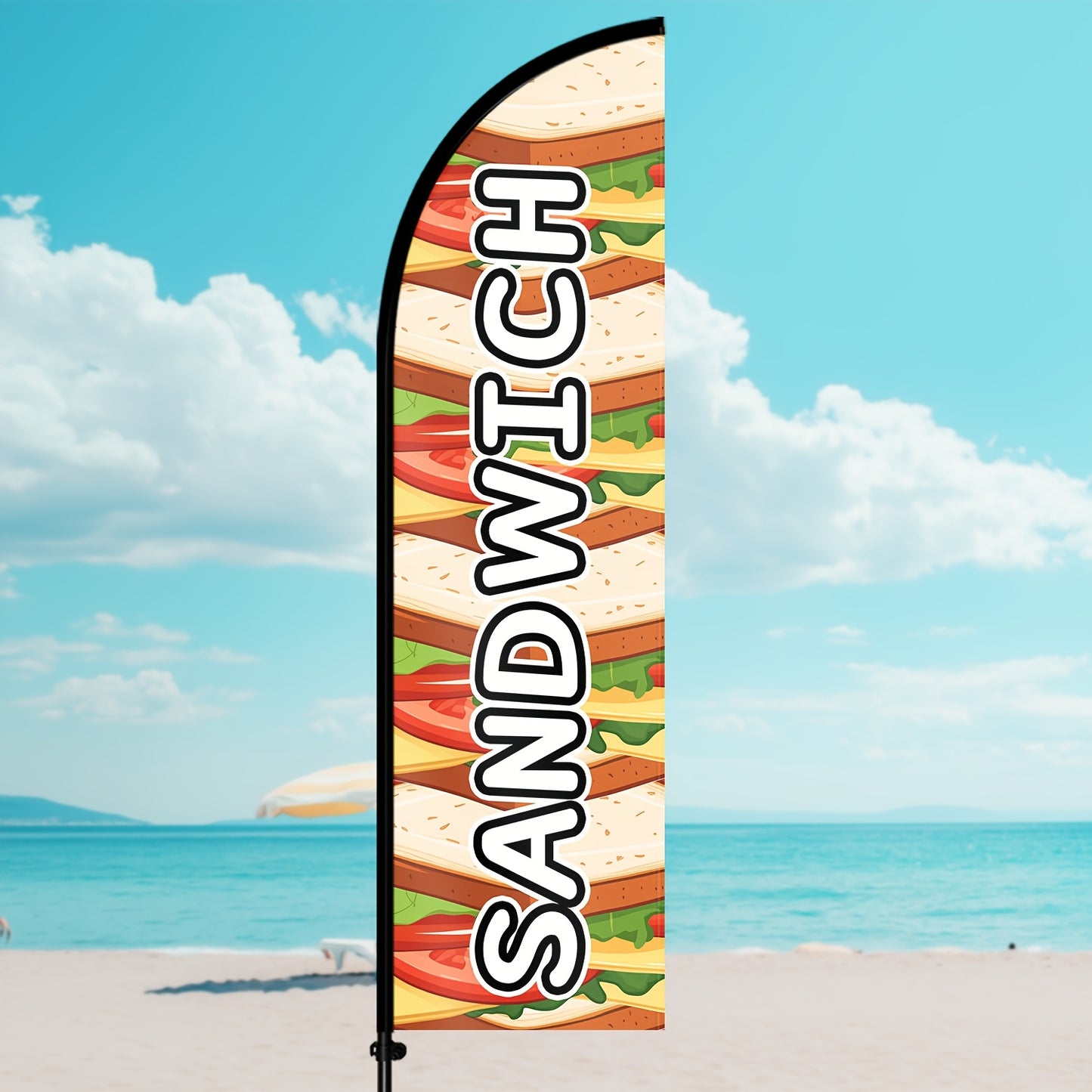 1pc of Sandwich Feather Flag Along with a Flagpole Kit, Made of Polyester, Suitable for Restaurants, Outdoor Business Signage, Wind-Resistant Food Advertising Display