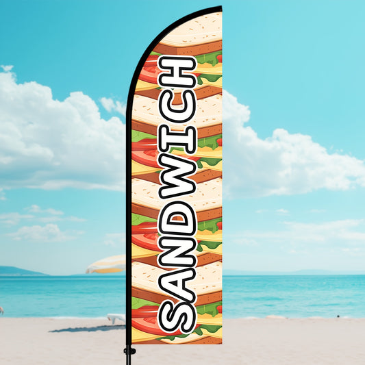 1pc of Sandwich Feather Flag Along with a Flagpole Kit, Made of Polyester, Suitable for Restaurants, Outdoor Business Signage, Wind-Resistant Food Advertising Display