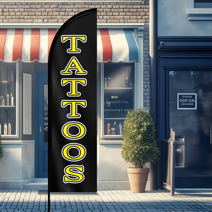 1pc tattoos shop feather flag, Office Store Signboard, shop advertising banner, Flag Sign, double-sided or single-sided high-definition printing, polyester fabric, flag only, excluding flagpole