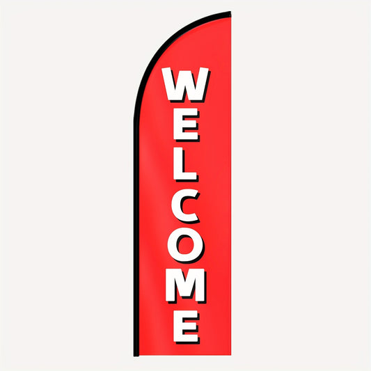 WOANIXY  Welcome Feather Flag with Flagpole, 1.6x6.1ft