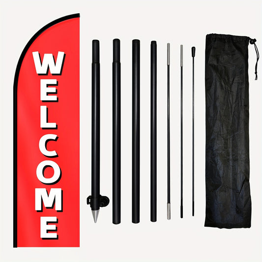 WOANIXY  Welcome Feather Flag with Flagpole, 1.6x6.1ft