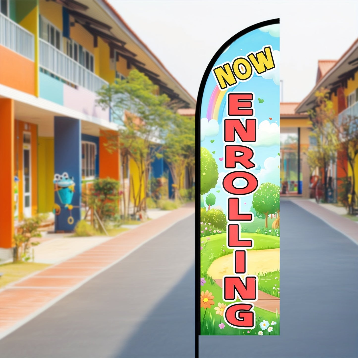 WOANIXY Daycare Enrolling Banner, 1.6x6.6ft
