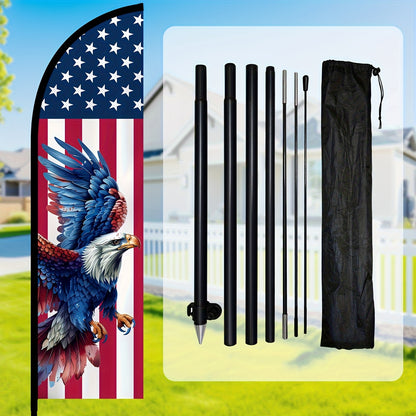 1pc  Feather Flag with Flagpole, Patriotic Outdoor Flag,  Themed Decorative Flag, Spirit of Freedom Advertising Sign, Outdoor Yard Display Flag, Aluminum and Fiberglass Pole, Durable Polyester Fabric