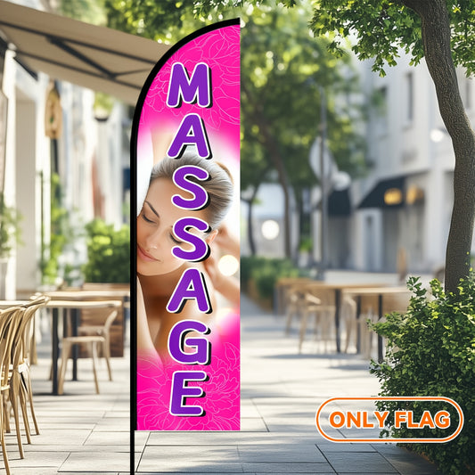 A Feather Flag for a Massage Shop, a Sign Logo for The Massage Shop, Decorative Advertising Banners for The Massage Shop, Flags for The Massage Shop, Printed on One Or Both Sides, Made of Polyester Fabric, Excluding The Flagpole