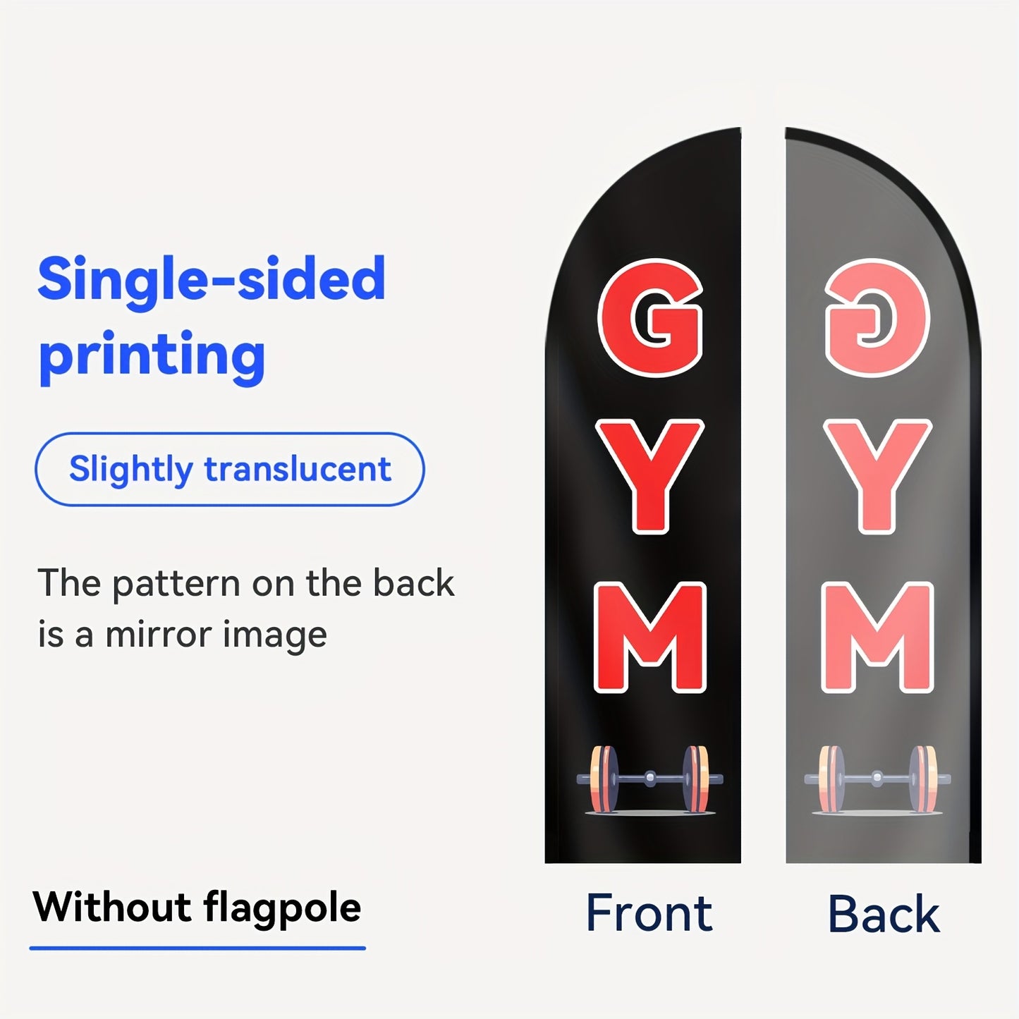 1pc GYM Feather Flag, Outdoor Flags, Store Signboard Banner, Suitable for Commercial Advertising Promotions, 48.77x201.17cm, Polyester Fabric, Double or Single sided Printing, Anti fading, Weather resistant. Flag only (excluding flagpole)