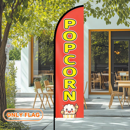 1pc Popcorn Shop Sign Banner, Polyester Fiber Outdoor Advertising Promotion Decoration, 50x200cm/19.7x78.8inch, High-Definition Digital Printing, Pole Mount Flag - Excludes Flagpole